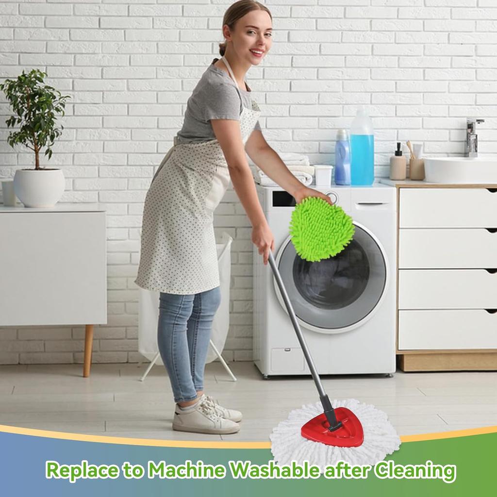7 Pack Reusable Microfiber Mop Pads Compatible with O-Cedar EasyWring Triangle Mop,3 Elastic Mop Head 2 White Mop Replacement,One Scrub Brush & One