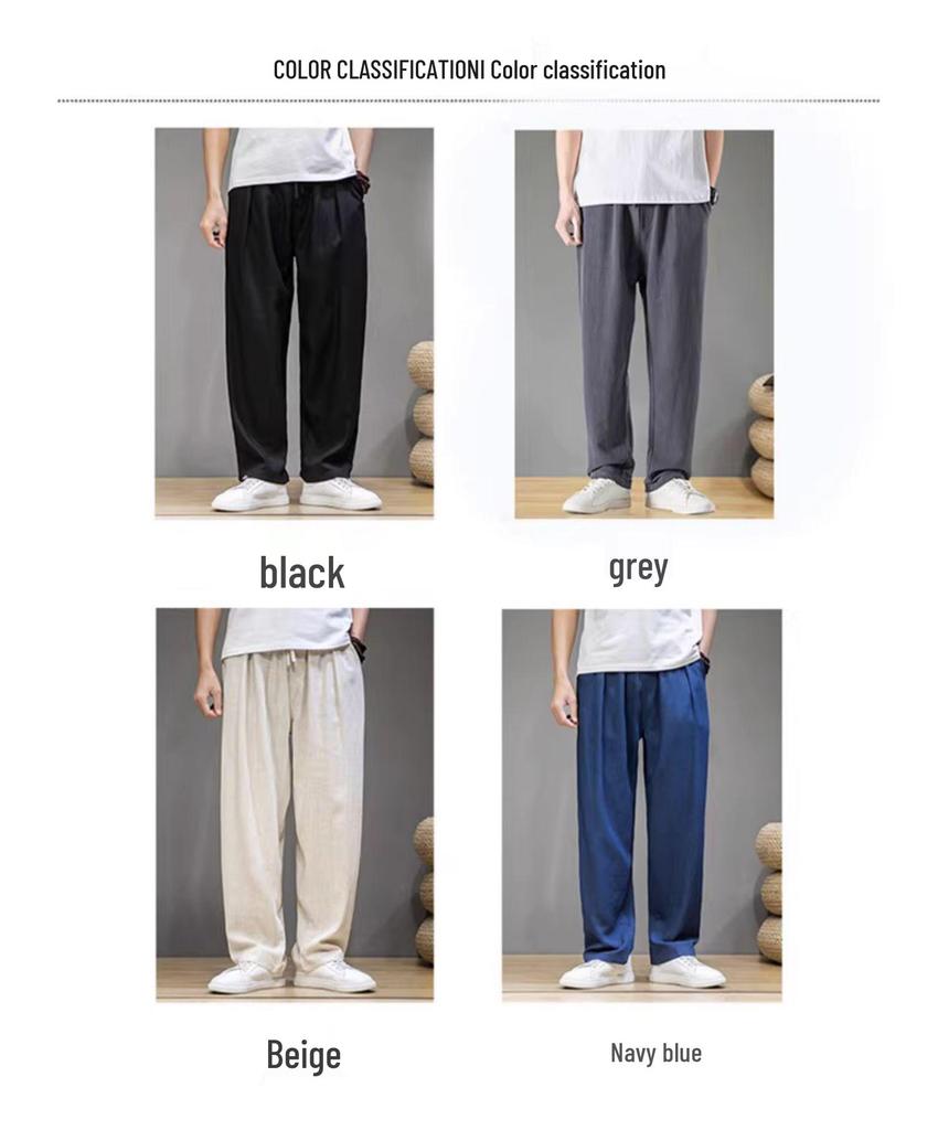 Men's Cotton & Linen Casual Pants - Summer/Winter Loose Wide-Leg Trousers