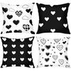 2D Flat Printing Black And White Heart Pattern Decorative Throw Pillows Polyester Pillowcase, Sofa Decorative Cushion Cov