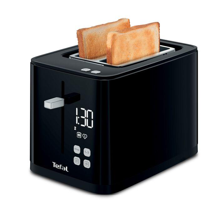 Tefal Grille-Pain 2 Fentes Noir, Écran Numérique, 7 Dorages, 2 Favoris, TT640810