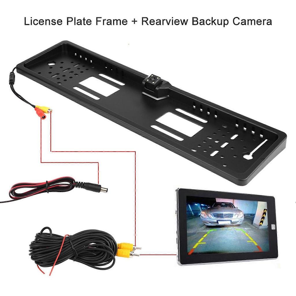 European Automobiles Number License Plate Frame with Rearview Reverse Backup Camera LED