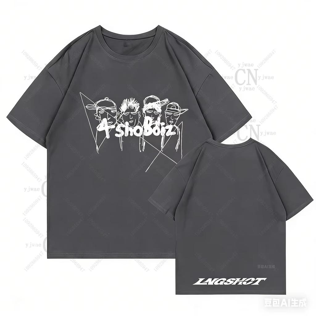 LNGSHOT Member Portrait Graphic T-Shirt Ohyuan Woojin Louis Ryul Kpop Fashion Retro Shirt Summer Men Women Beach T-shirt