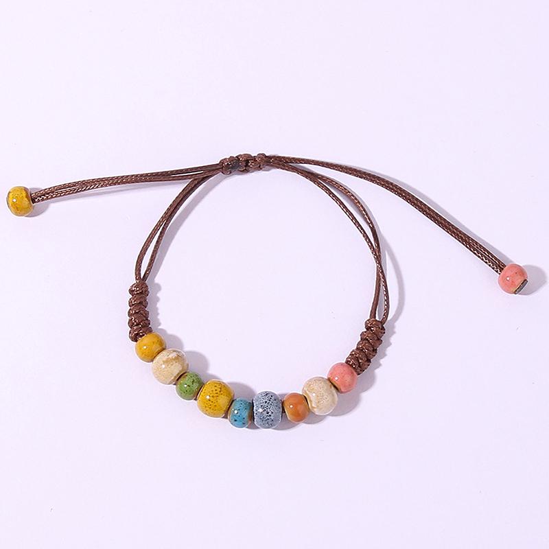 Ethnic Colorful Ceramic Beads Hand Woven Bracelet For Women Accessories