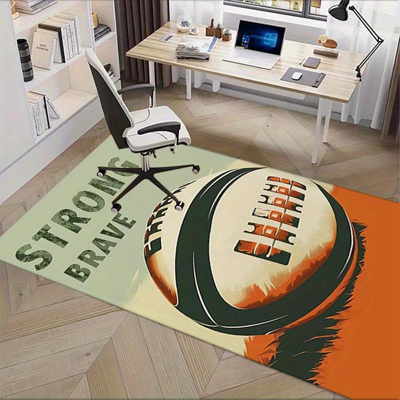 Office Carpet Strong & Brave Rugby Ball Design Sofa Rug for Chairs, Underneath Protection Ma
