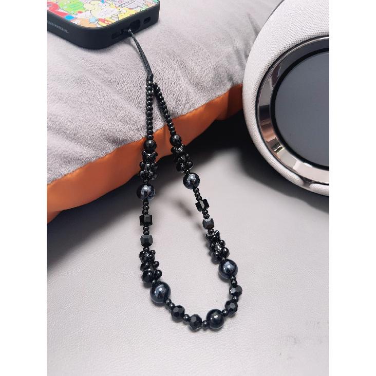 KKBAED Dark Bear Phone Chain Ins Fashion Phone Chain Pendant High-End Beaded Phone Case Pendant Black Bear