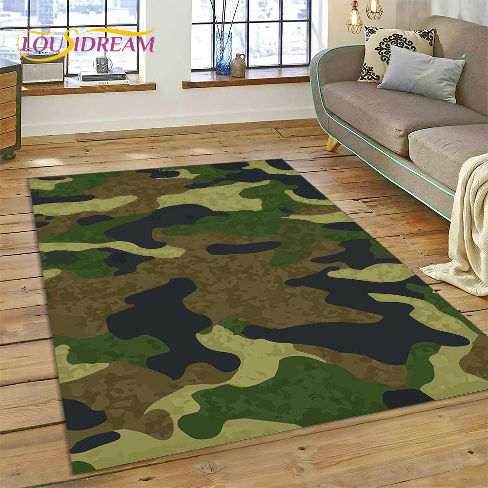 2025 Colorful Camo Green Camouflage Carpet Rug for Living Room Bedroom Home Sofa Decoration Play Area Rug Non-slip Floor Mat