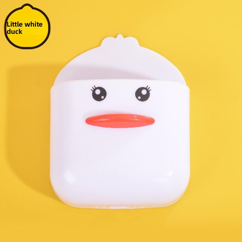 

Non-punching Cartoon Yellow Duck Storage Box, Bedside Hanging Stand, Draining Wall-mounted Mobile Phone Charging Stand, Storage Rack білий
