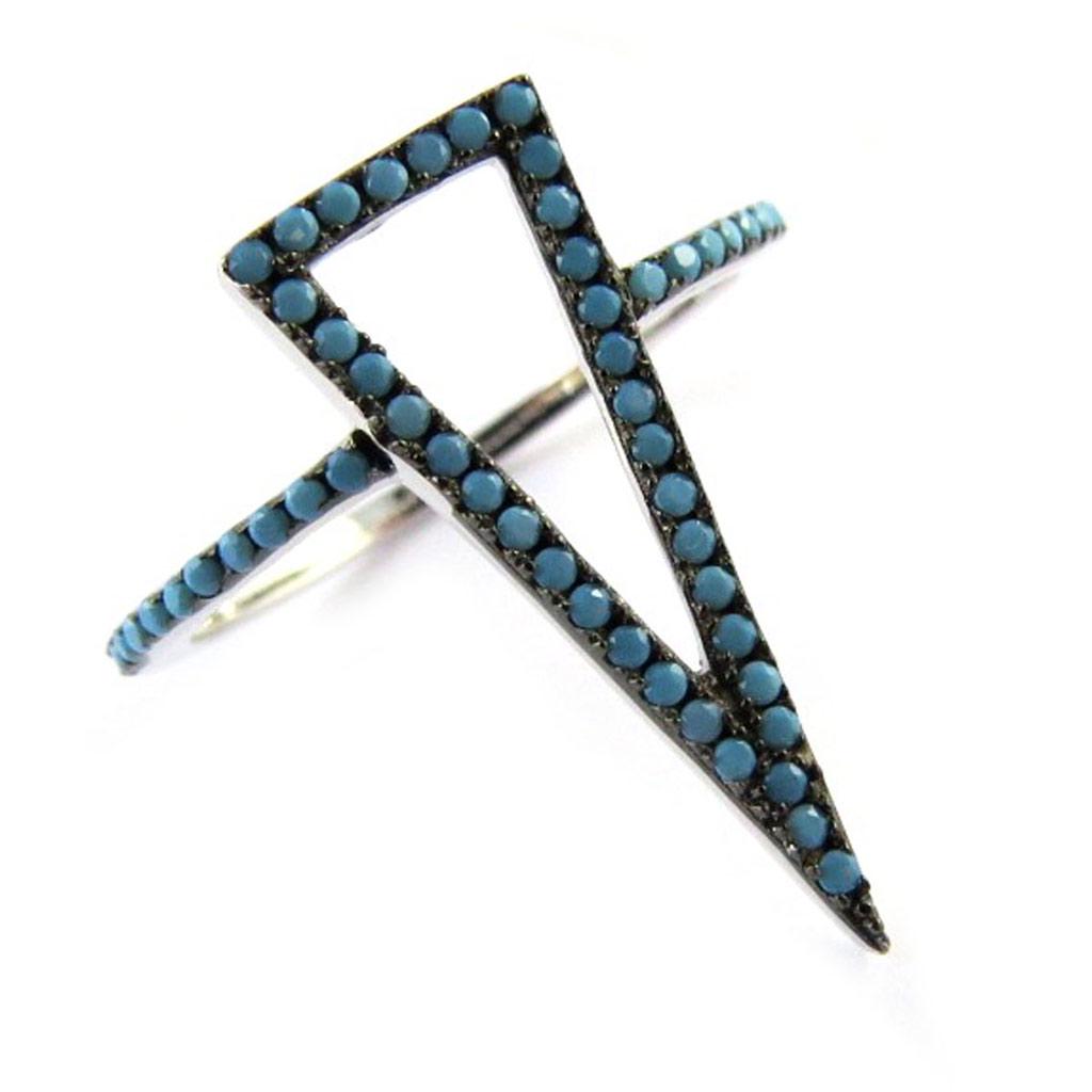 Silver Ring 'Navajos' Silver Turquoise (rhodium Plated) - 21x8 Mm