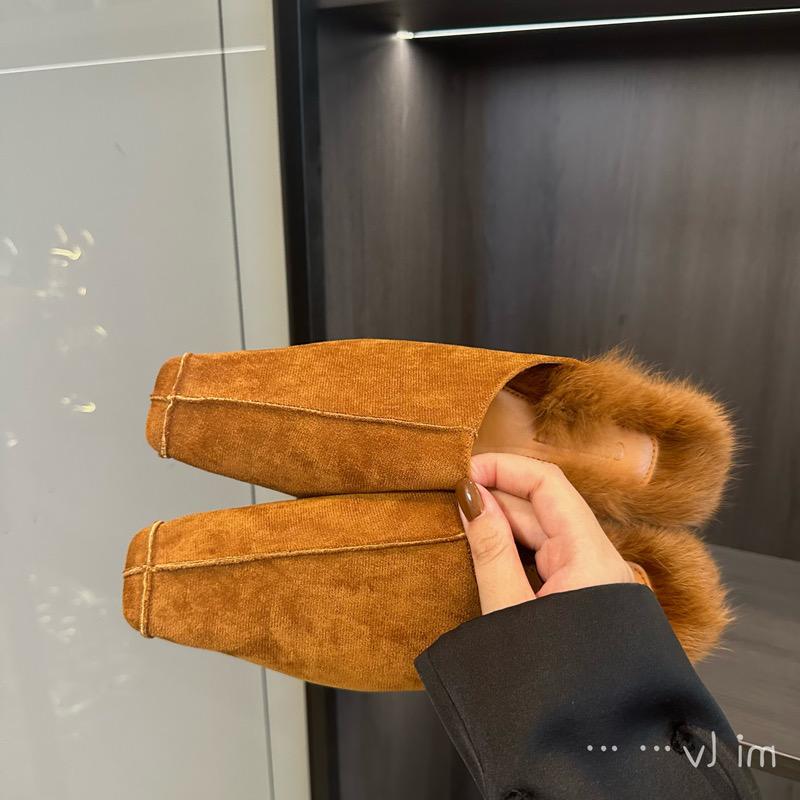 New Style Popular Flat Mules Shoes Women Square Toe Slipper Suede Sandal Women Summer Casual Comfort Slides Slingback Flip Flops