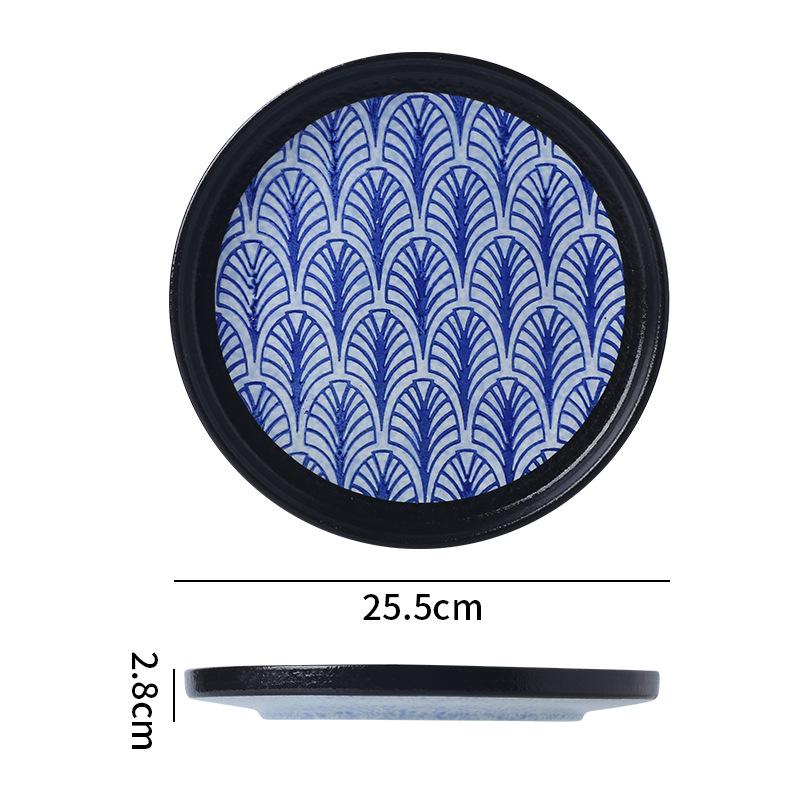 Japanese Classic Blue Pattern Tableware Hotel Style Western Food Plate Deep Plate Household High Value Shallow Plate Ceramic Disc