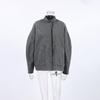 2026 Minimalist Grey Woolen Coat for Women – Early Autumn, Long Sleeve, Stand Collar, Loose Fit, Versatile High-end Top