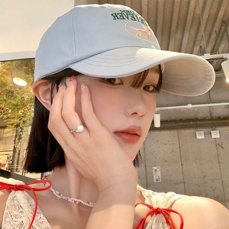 Peaked Stitching Embroidered Cute Visors Blocking UV Protection Sun Outdoor Neutral Gender Women  Men For Cap Tongue Duck Cotton Plain Color Solid
