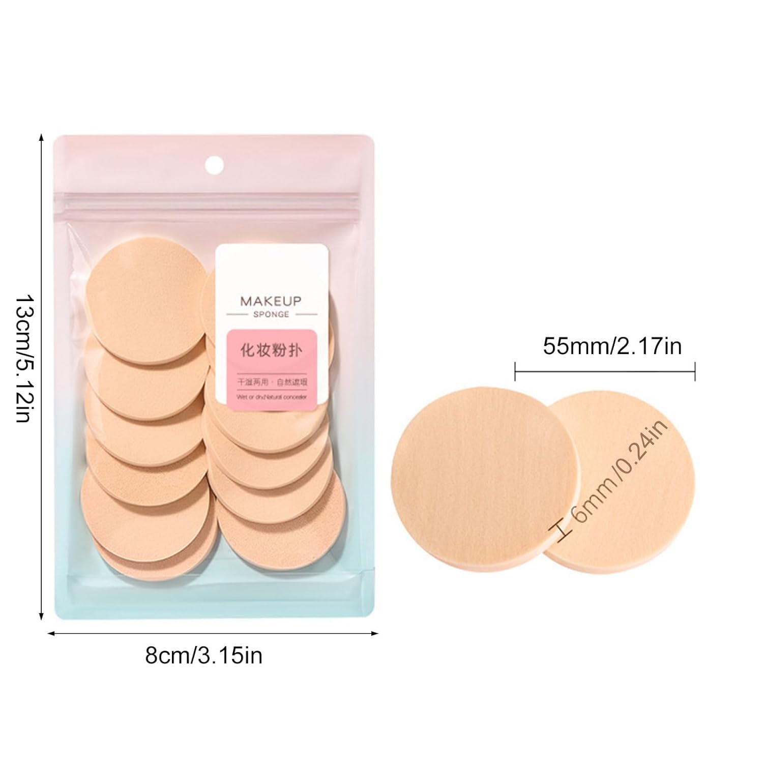 12Pcs Stylish Beauty Sponge Set Round Sponge Puff Set For Face Makeup Application Soft Foam Puff Cosmetic Powder Sponges Makeup Blenders and Sponges