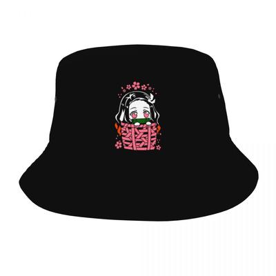 Nezuko Bucket Hat for Woman Beach Demon Slayer Kimetsu No Yaiba Kamado Anime Floppy Hat Manga Fishing Caps Getaway Headwear