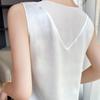 Camisole en soie glacée à col en V et épaules larges pour femme