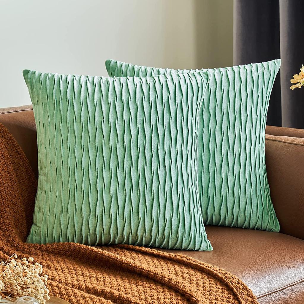 Kissenbezug für Sofa im leichten Luxusstil, einfarbig, nordisch, Ins-Kissenbezug, Samt, plissiert, gestreiftes Kissen