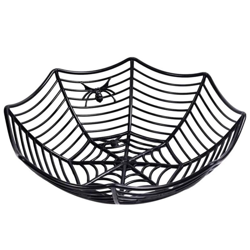 

Halloween Black Candy Basket Spider Web Bowl Biscuit Packaging Fruit Plate Trick or Treat Decoration