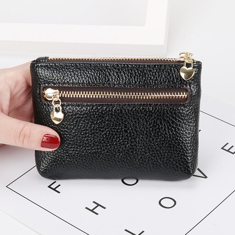 PU Leather Coin Purse Wallet With Card Slots Coin Organizer Change Holder Card Case Leather Zipper Storage Bag