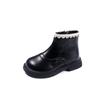 Girl Child Boots Winter Black Beige Versatile Princess Ankle Boots Sweet Ruffled Edge Versatile Kids Fashion Causal Cotton Boots