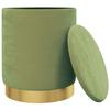 VidaXL Round Storage Stool Mustard Green Velvet 31 X 37 Cm 340292