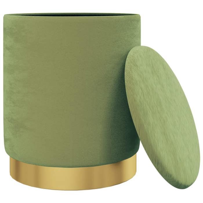VidaXL Round Storage Stool Mustard Green Velvet 31 X 37 Cm 340292