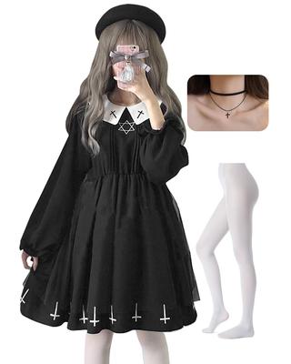 JIURUN Gothic Lolita Plus Halloween Christmas Bowknot Dress, Cosplay, Lolita, Cute, Thick, Devil, Anime, Cross, Crossdressing, Size, Maid, Dress,