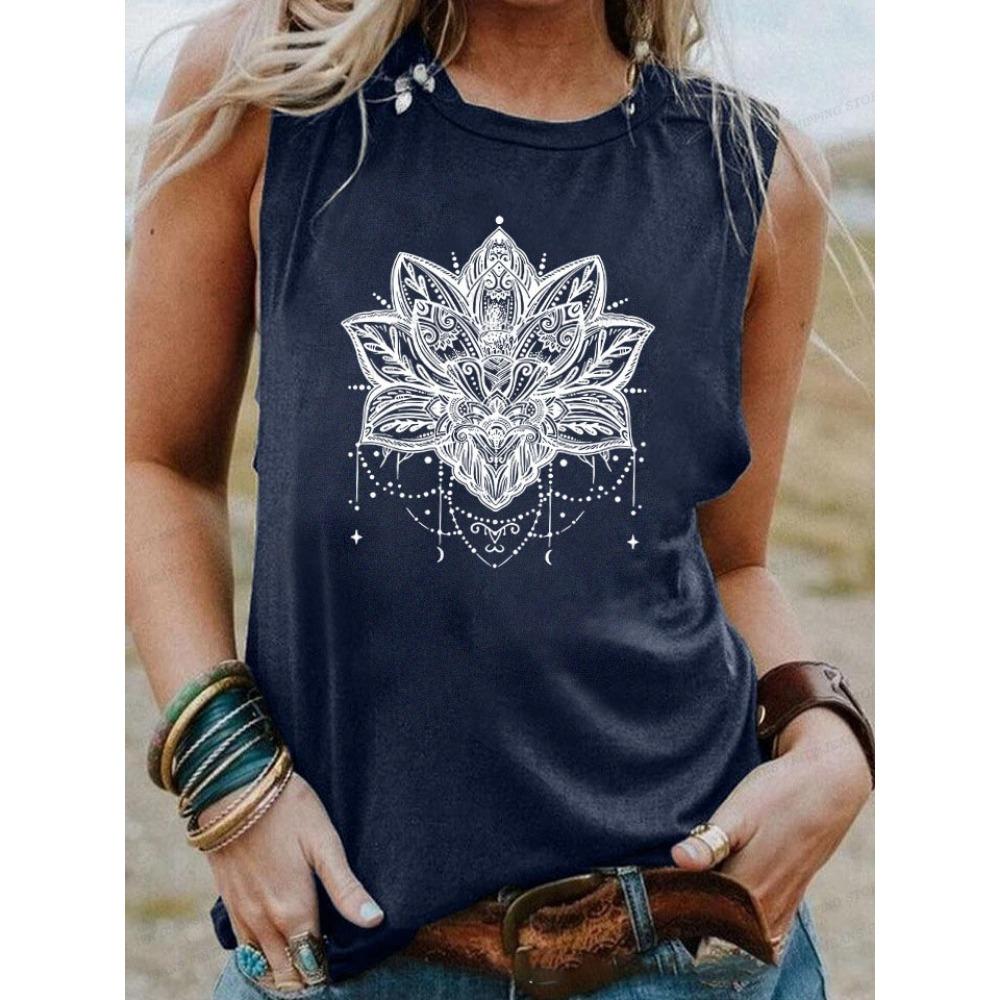 Vintage Tank Tops Women Fashion Sleeveless Letter Vest Girls Casual Floral Tanks Tops Crew Neck Tops Womens Clothing Tattoo