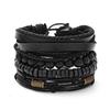 Platform hot-selling retro literary style bronze bundle leather wooden bead set bracelet fashion