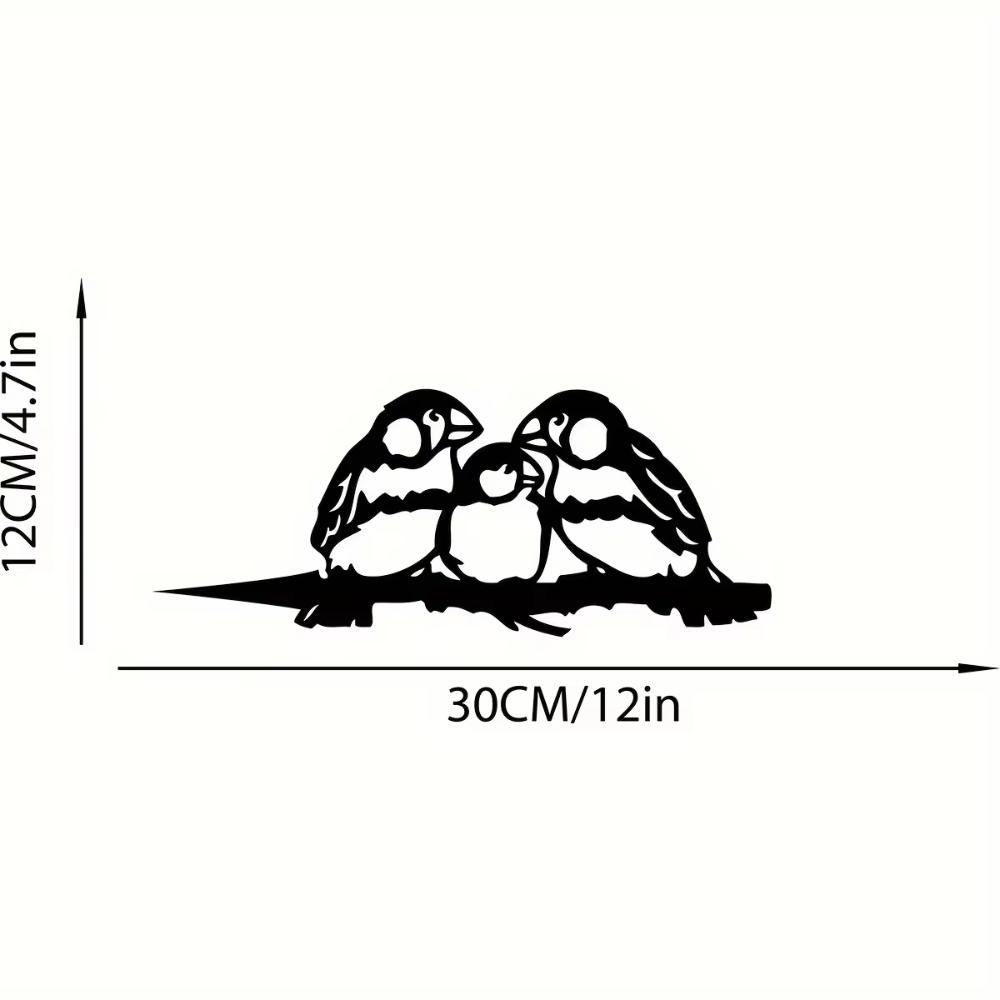 1pc Bird Family Metal Art Garden Signs - Cut Metal Sign A Metal House Sign forHome Garden Yard Art Patio and Outdoor Decorations