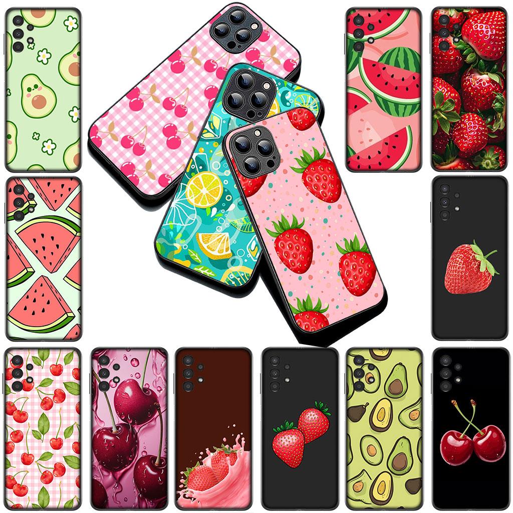 Kirsch Erdbeer Frucht Sommer Avocado Zitrone Hülle für Samsung Galaxy S25 S24 S23 FE Ultra Plus S7 Edge S25+ S23+ A56 5G Hülle