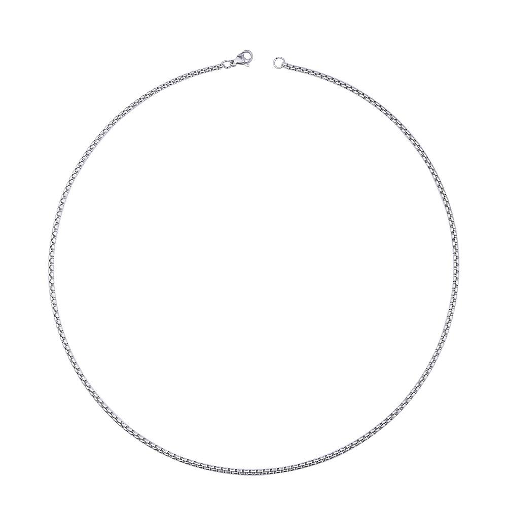 Stainless Steel Square Box Chain Necklace For Men Women Retro Black Gold Silver Color Choker Metal Jewelry DIY Accessories