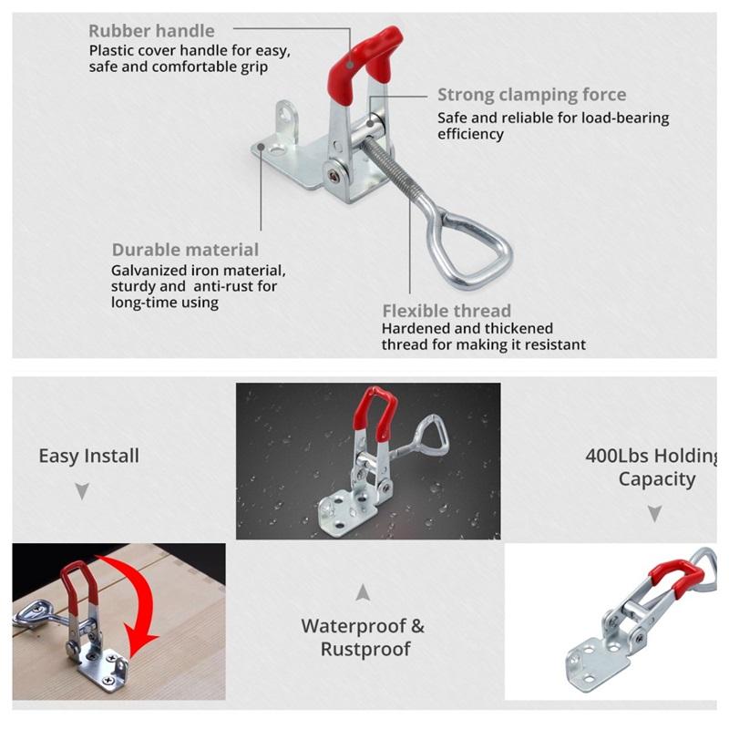 Toggle Latch Clamp,304 Stainless Steel Adjustable Toggle Latches With Lock Hole,Holding Capacity Heavy Duty Toggle Clamp