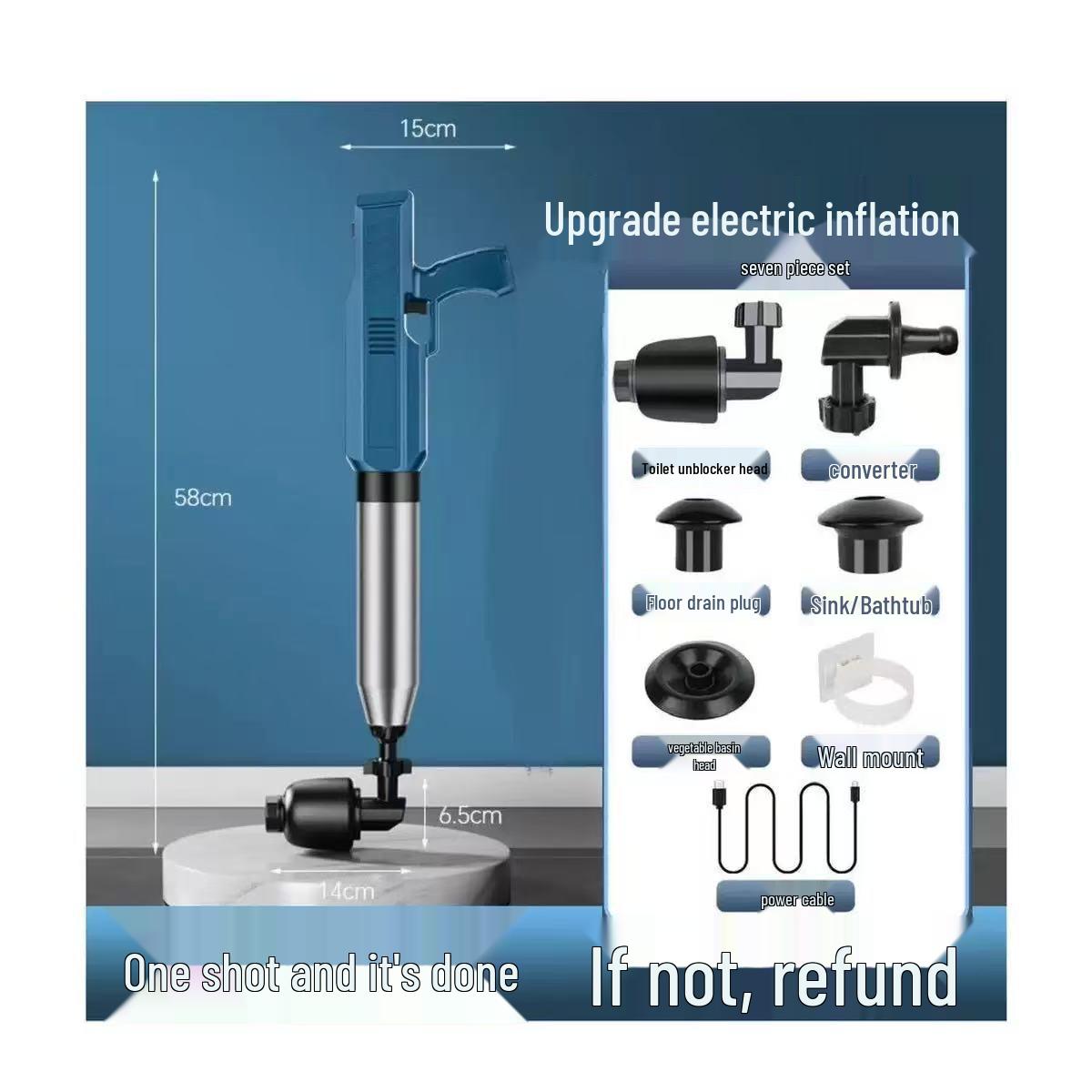 

Air Pressure Electric Drain Unclogger - Popular TikTok Household Tool for Toilet and Pipe Cleaning синий