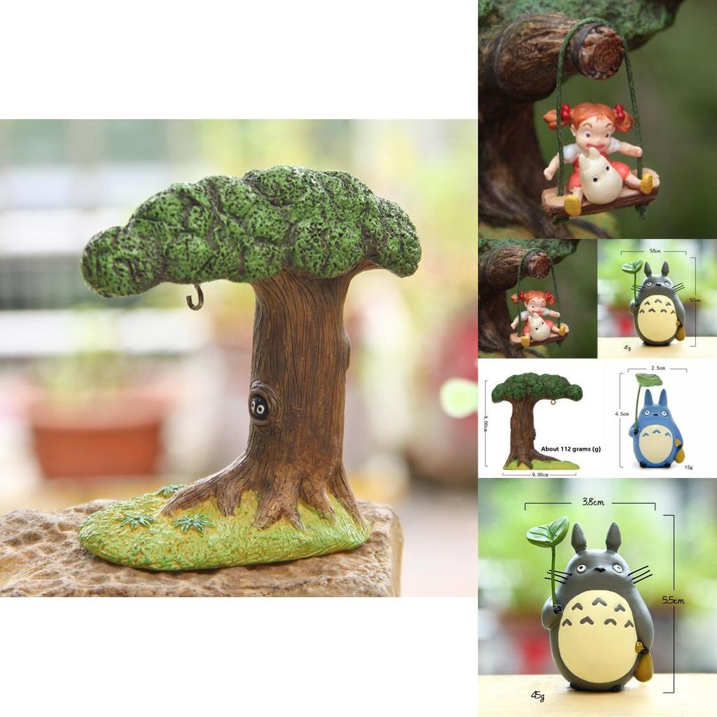 Décoration de Jardin en Résine Mon Voisin Totoro Avec Chat de Dessin Animé à Bascule Pour la Maison et le Bureau