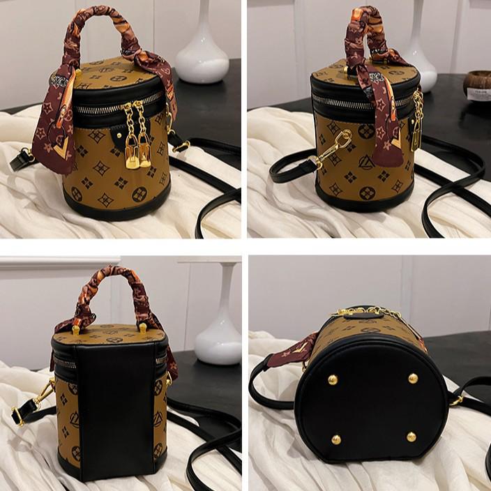 Geantă de mână crossbody cilindrică cu flori retro de toamnă pentru femei: Geantă tip găleată versatilă