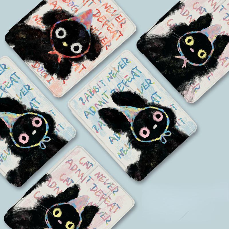 Étui mignon de dessin animé pour Air5/4 Air1/2/3 iPad Pro 11/10,5/9,7 pouces pour iPad génération 2017/2018/2019 pour iPad Mini 4/5 TPU étui de veille de réveil automatique