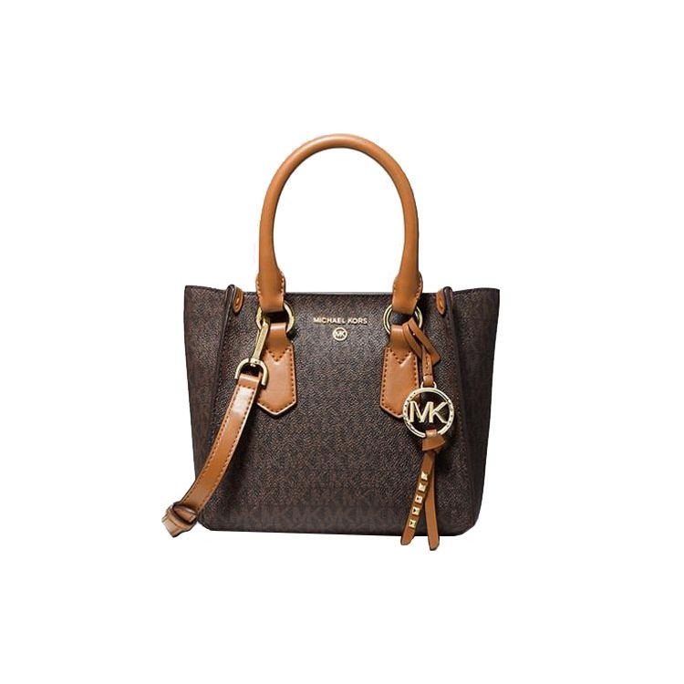 

Michael Kors MK Kris Vintage Monogram Logo Color Block Polyester Shoulder Crossbody Handbag Small Women handbag Acorn-Brown 30F1G2KS1B-252 Basic Set (Bag+Dust Bag)