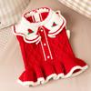 New autumn and winter cat clothes lapel flower pet sweater princess style dress German cat clothes