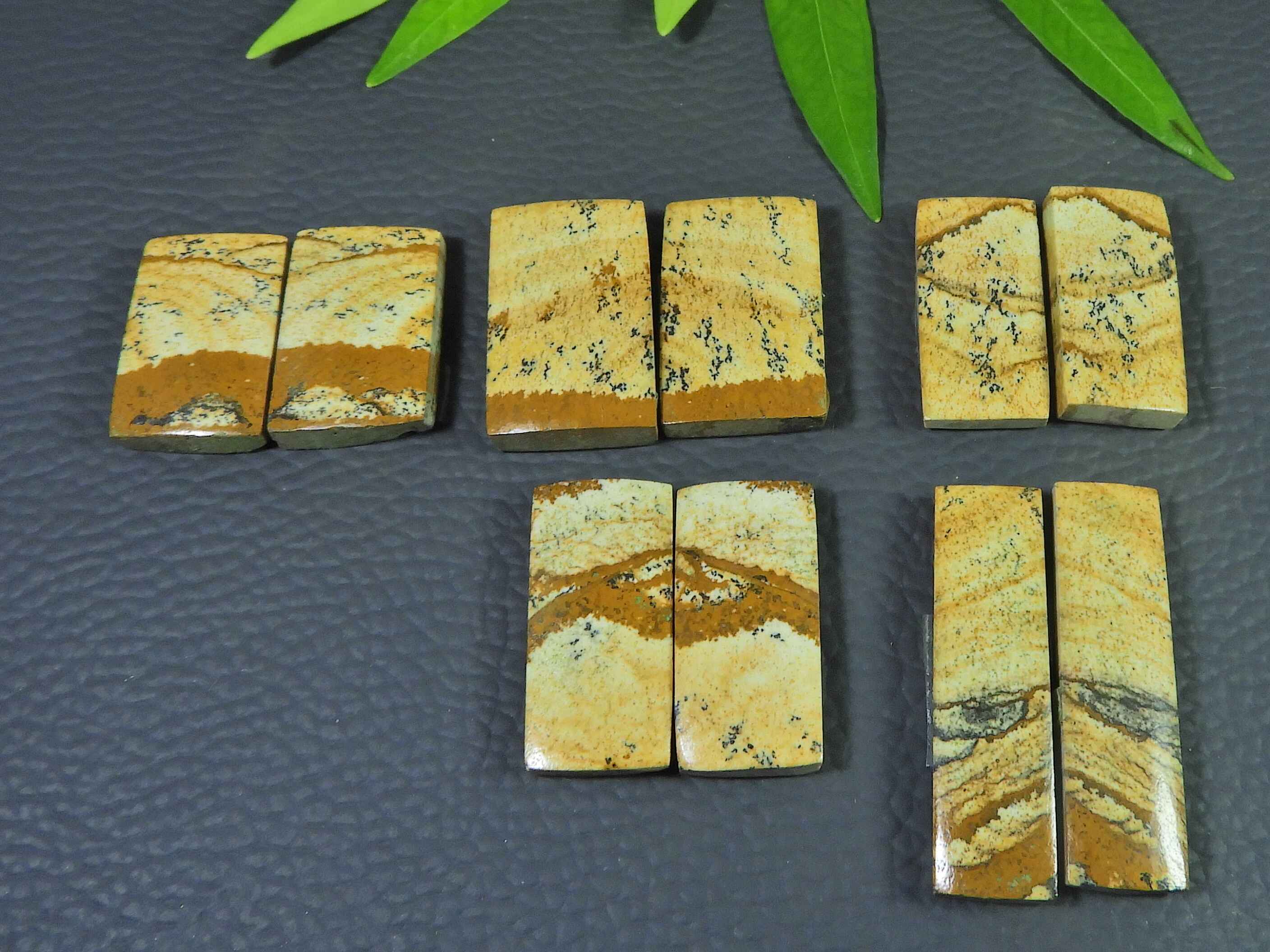 

23-33MM AAA Picture Jasper Matched Pair 5Pair Octagon Cabochon Gemstone Lot RQ-2428