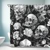 Flowers & Skull Shower Curtain - Durable Polyester, All-Season Modern Home Decor, Includes 12 Hooks, Ideal Bathroom Gift