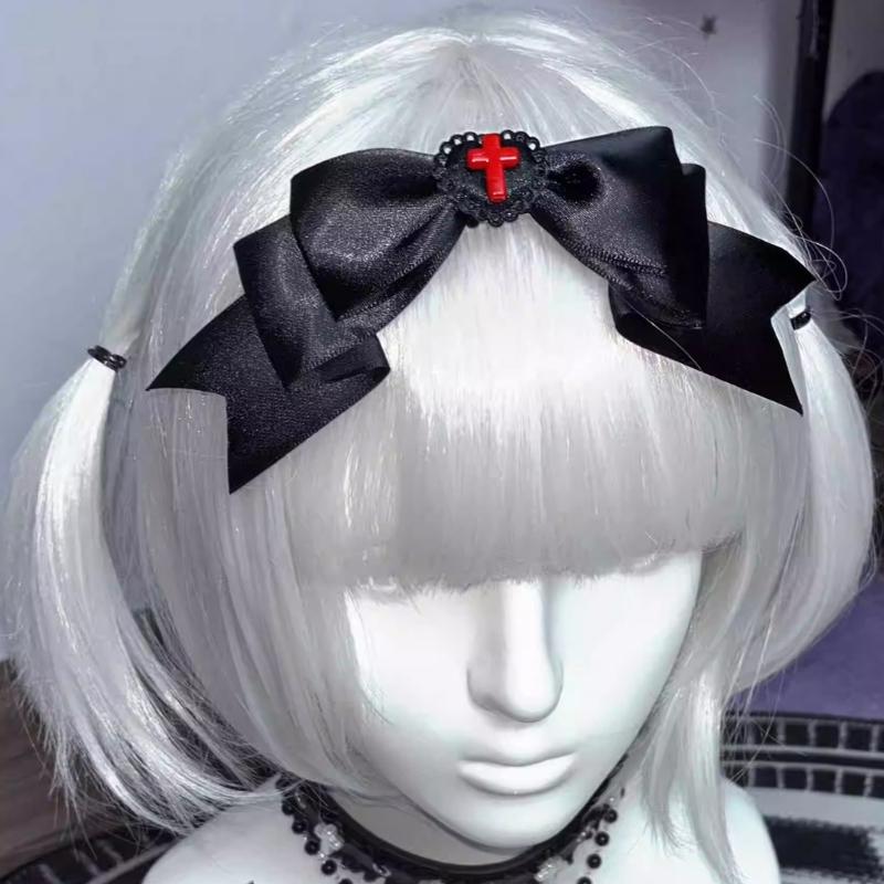 1PC Gothic Style Heart Bows Hair Clip Cosplay Hairpieces Party HeadwearFor Women Seeking Unique Fashion Accessories