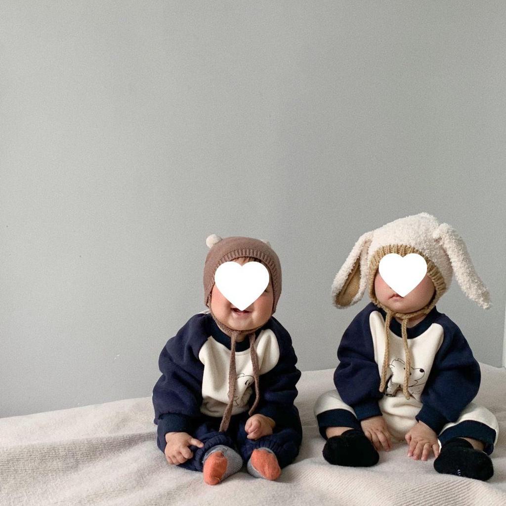 Herbst- & Winter-Cartoon-Fleece-Strampler für Babys - Gemütlicher Outdoor-Einteiler-Pullover