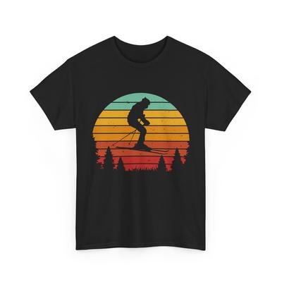 Skihemd, Wintersportliebhaber Skifahrer Silhouette Sonnenuntergang Vintage Hemd