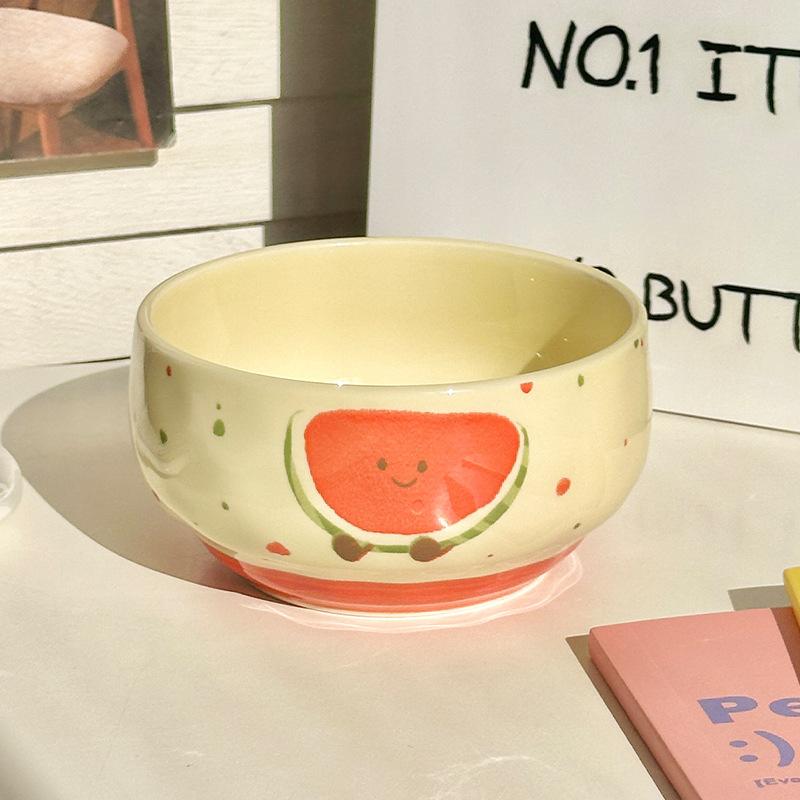 Ins Cute Ceramic Rice Bowl High Value Fruit Dessert Bowl Tableware Set Gift Box Housewarming Gift