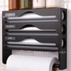 Wooden Wall-mounted Plastic Wrap Cutter, Multi-grid Kitchen Cutting Box, Slitting Tin Foil, Simple Storage Box
