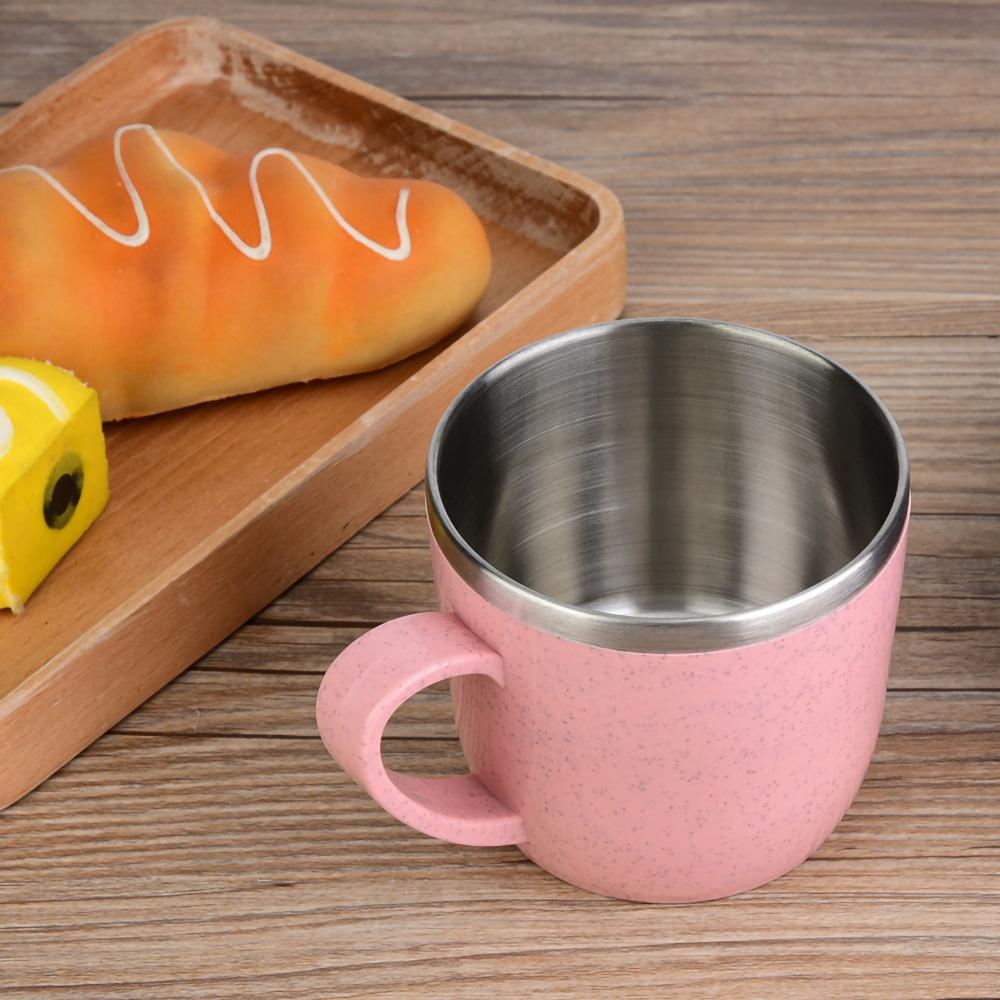 Insulated Wheat Straw Cup Stainless Steel Travel Mug Coffee Mug Water Cup Office Use