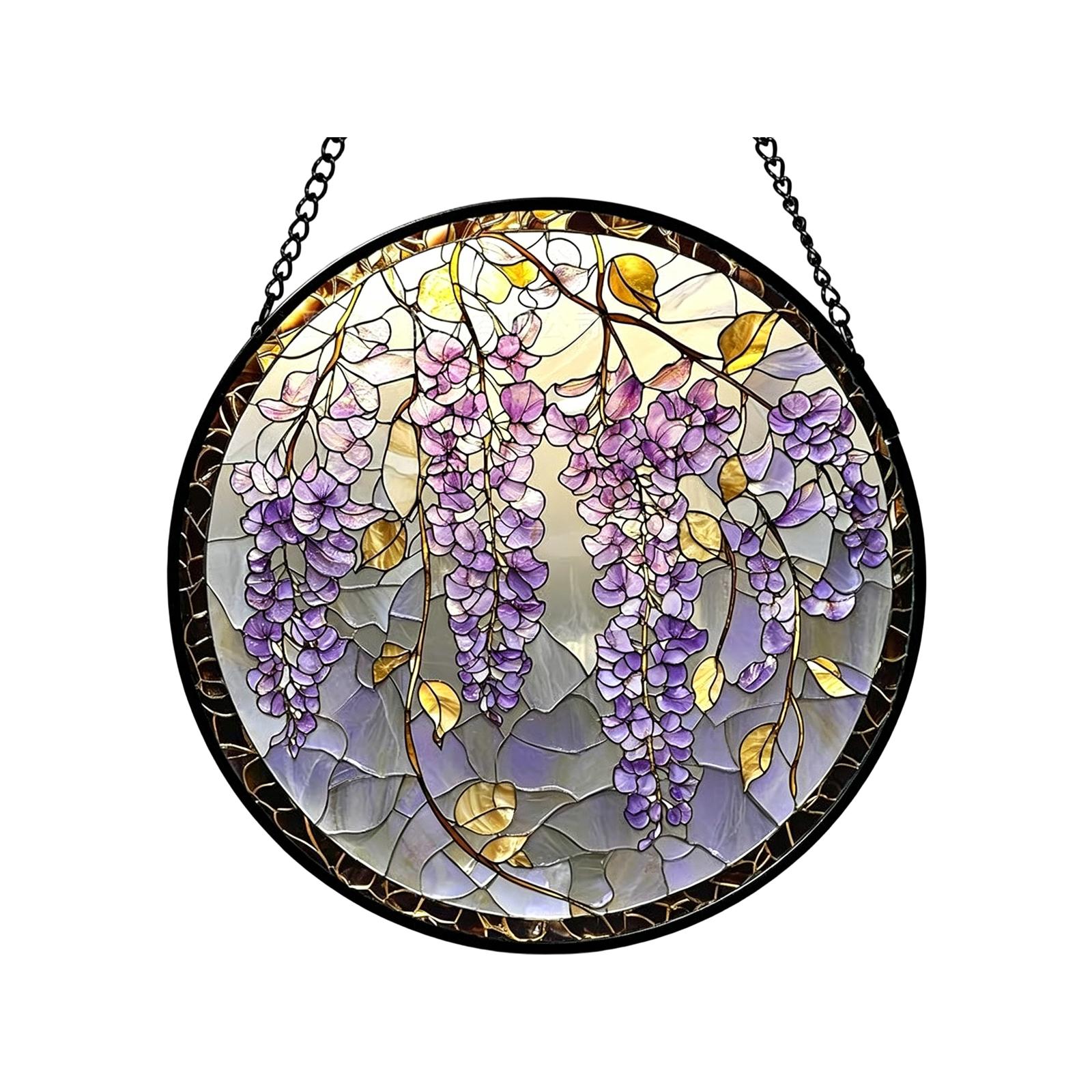 

Creative Round Acrylic Sun Catcher Hanging Ornament 2D Flat Dragonfly Design Decorative Window Panel for Living Room Wall Hanging One Size