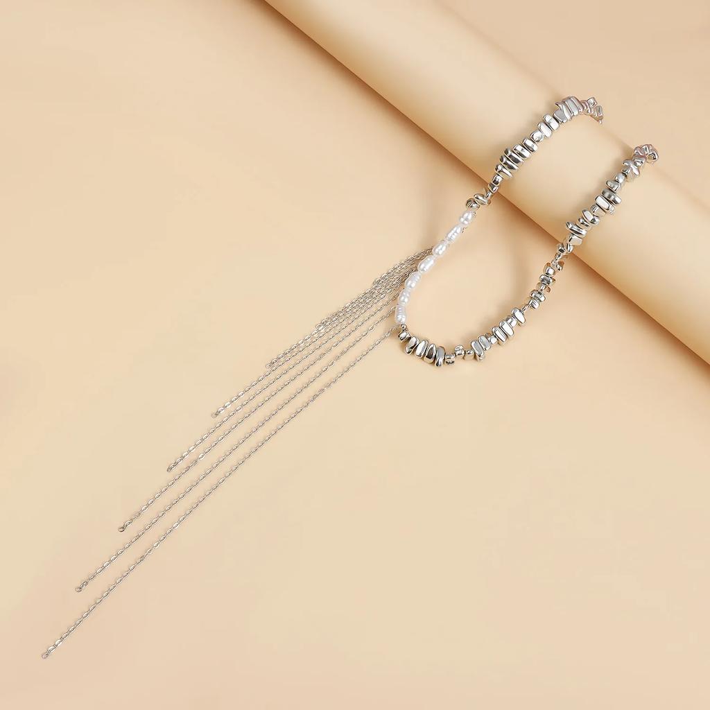 Versatile Beaded Tassels Necklace Adjustable Length Chain Party Wear Irregular Beaded Choker Necklace Jewelry Accessories Gift