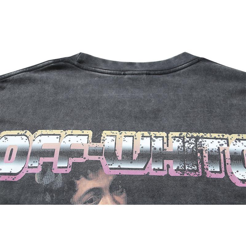 1190 Off-White 2025 Summer New Portrait Grape Printed Short Sleeved T-shirt for Men and Women