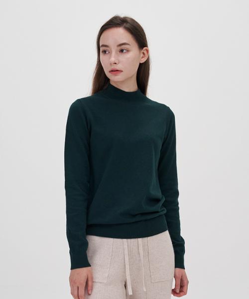 210 Edit Women S Cashmere Blended Mock Turtleneck Knit [Dark Green]_Zz4Sw011 Dgn/085
